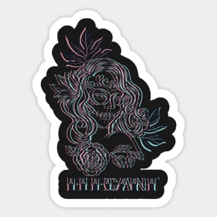 Elegant 3D Voodoo Death Face Hawaiian Woman Sticker